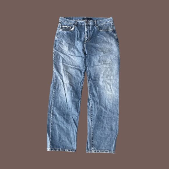 Y2K | Calvin Klein Jeans Vintage Men's Straight Leg High Rise Blue Jeans Size 36 - Picture 1 of 5
